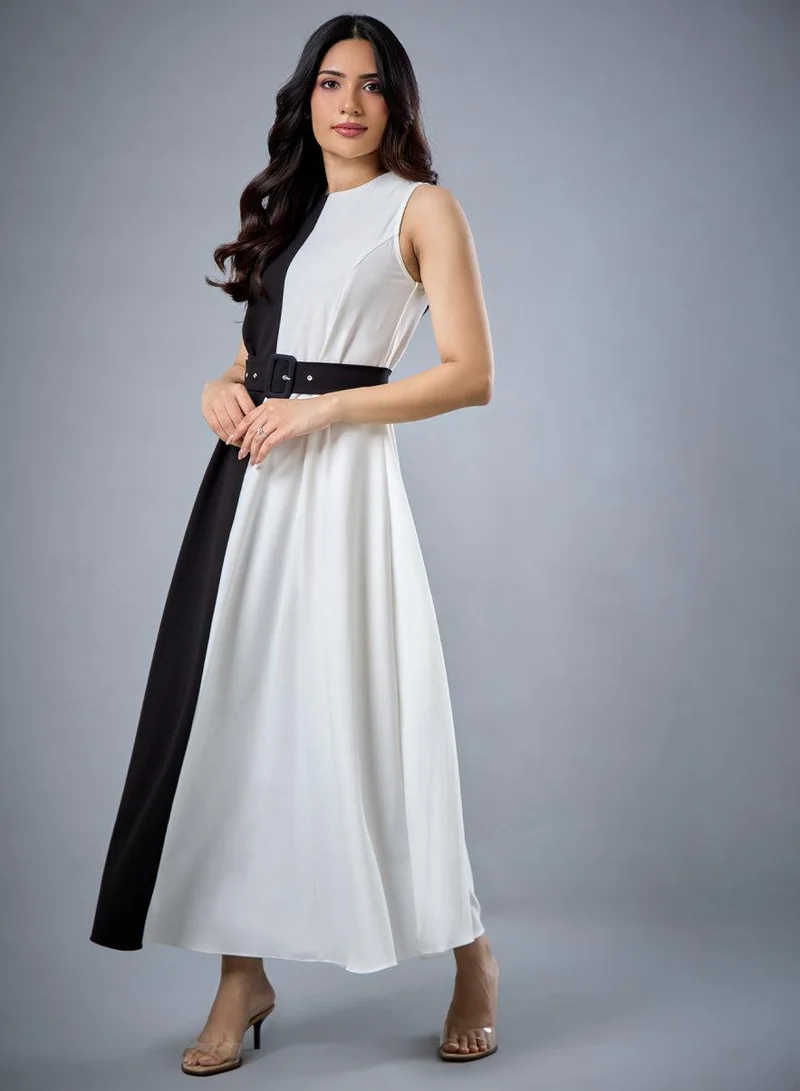 Zigzag  Two Tone Formal Dress for Women | Best Price UAE